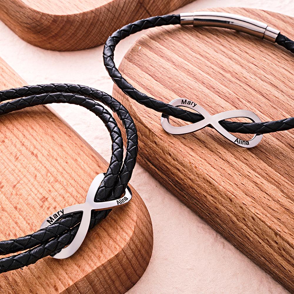 Any Names - Personalized Couple Infinity Sign Bracelet