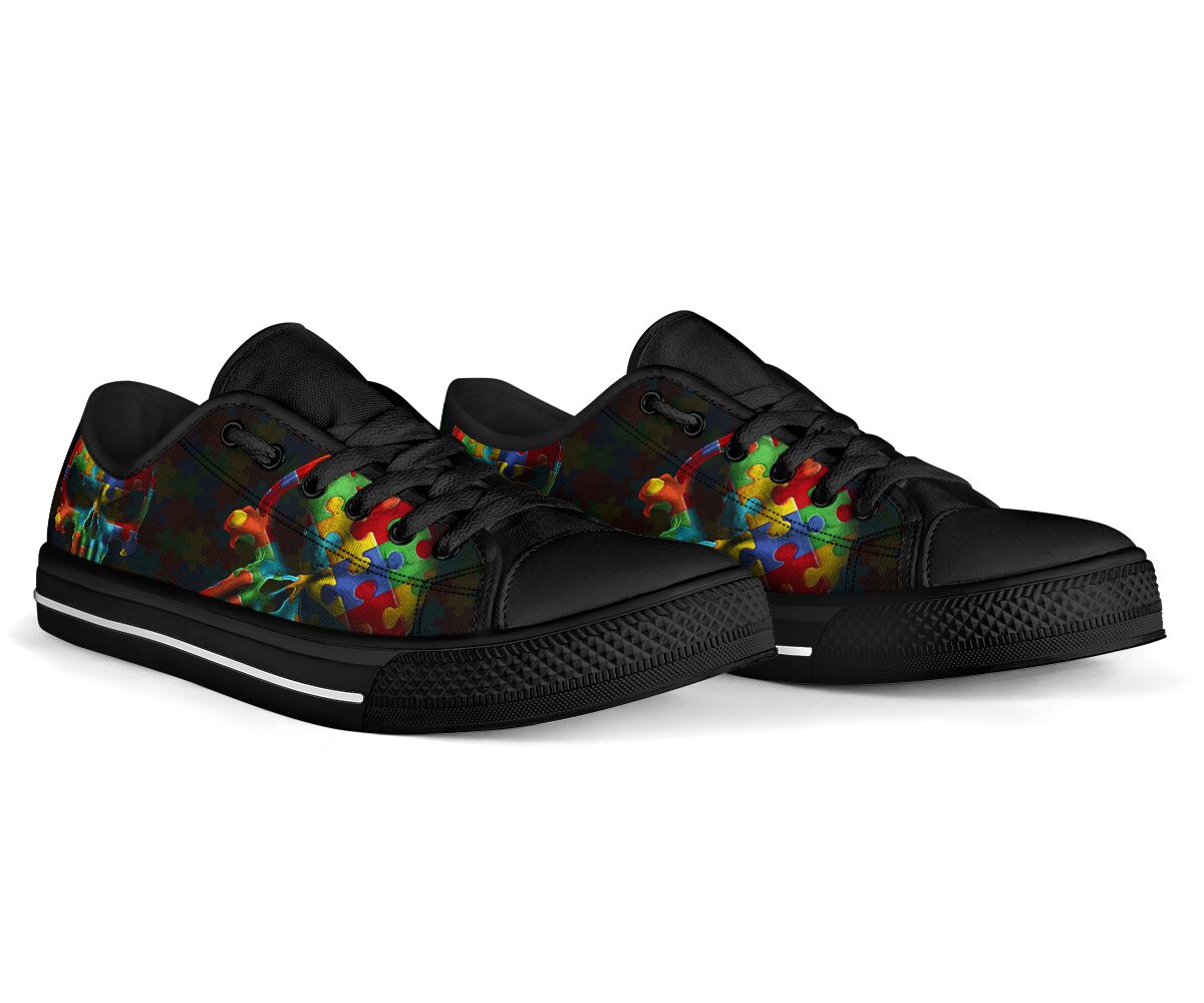 Autism Punisher Skull Autism Awareness Low Top Shoes 0622