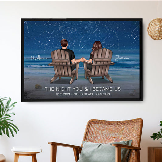 Personalized Poster of Our Starry Night – Custom Couple Poster – ‘The Night You & I Became Us’ – Ideal Gift for Lovers, Wedding, or Anniversary