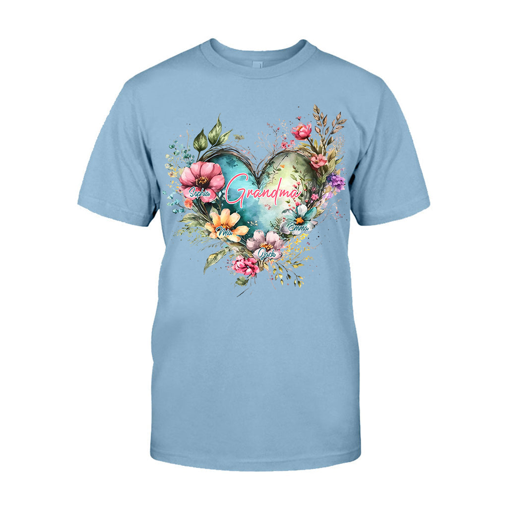 Grandma's Mom's Flowers - Personalized Grandma T-shirt And Hoodie