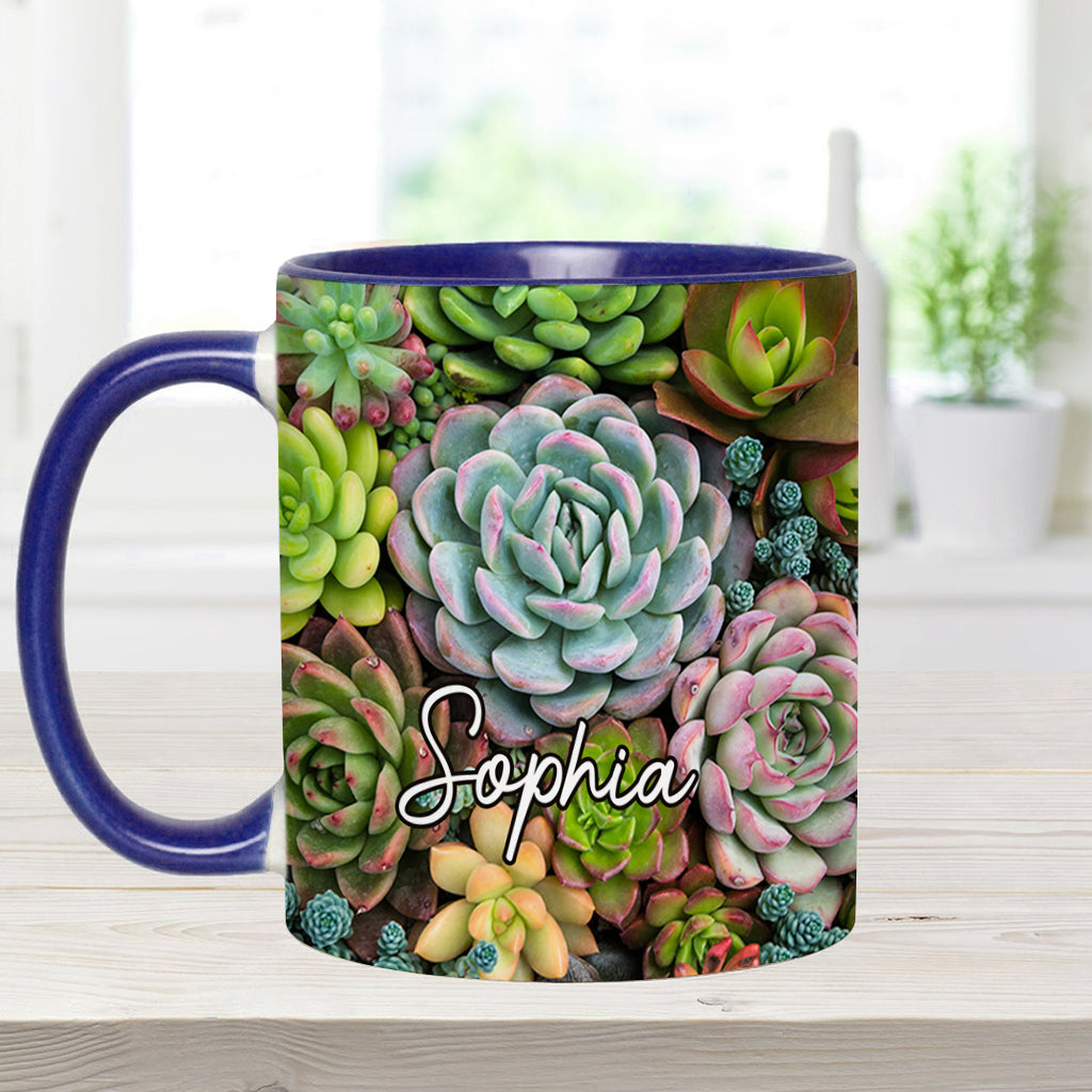 Beautiful Cactus Succulents Plants - Personalized Cactus Accent Mug