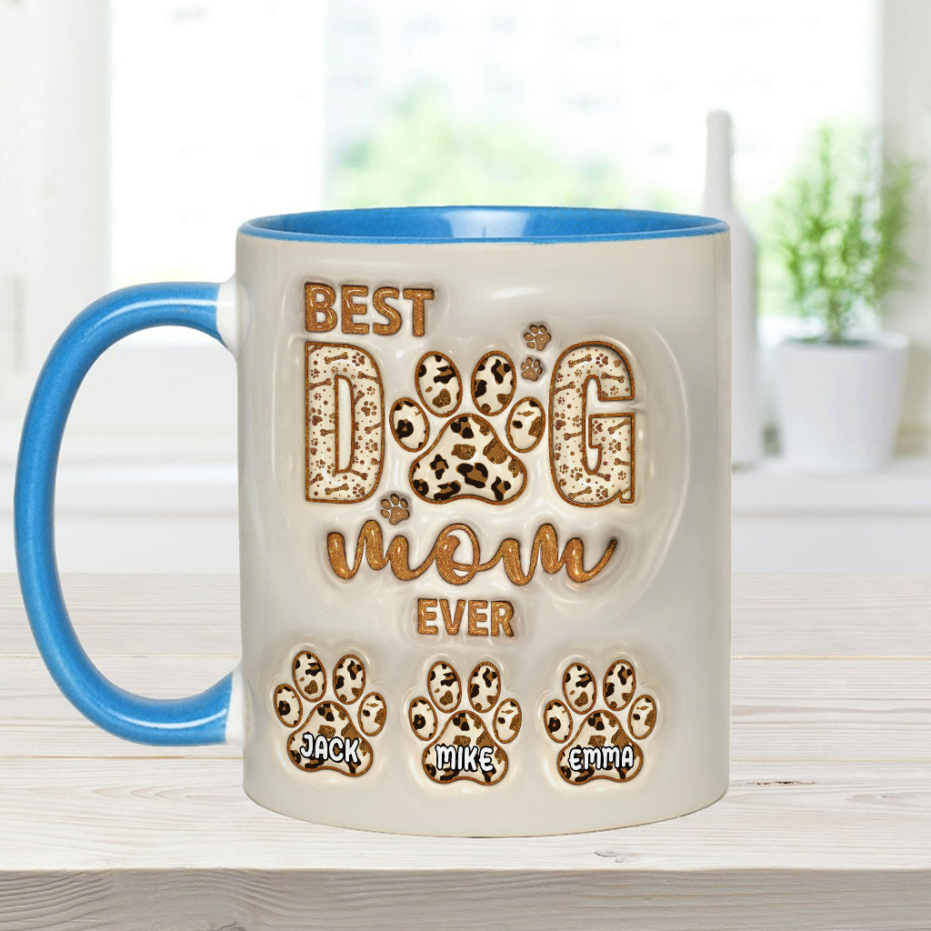 Best Dog Mama Ever - Personalized Dog Accent Mug
