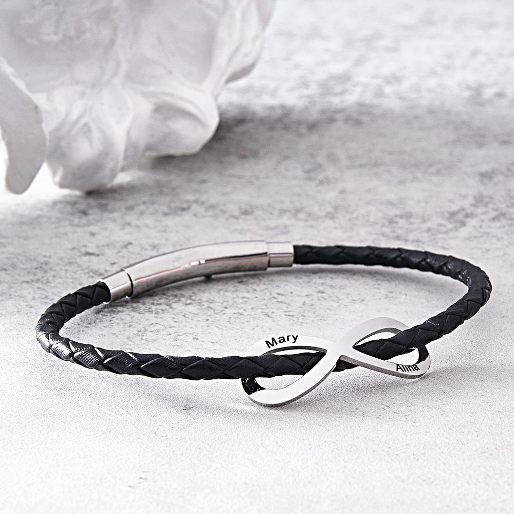 Any Names - Personalized Couple Infinity Sign Bracelet