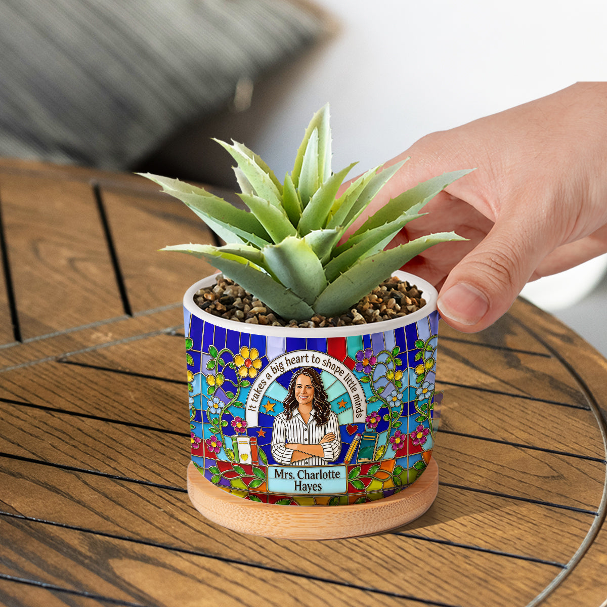 Custom Any Photo - Personalized Teacher Ceramic Plant Pot
