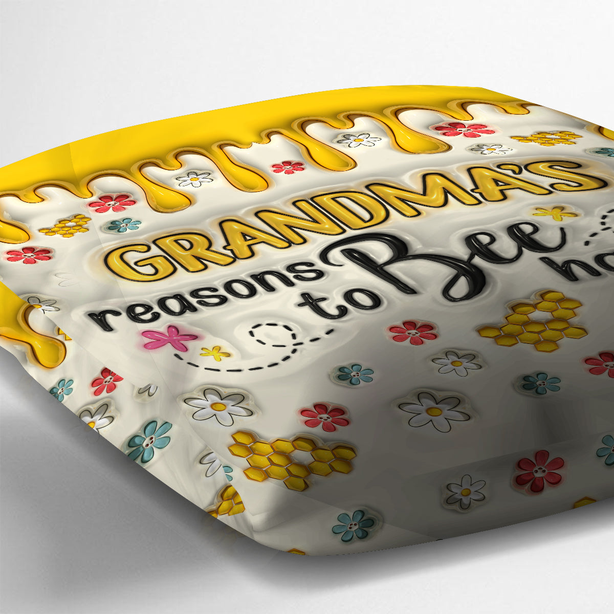 Grandma's Reasons To Bee Happy - Personalized Grandma Throw Pillow
