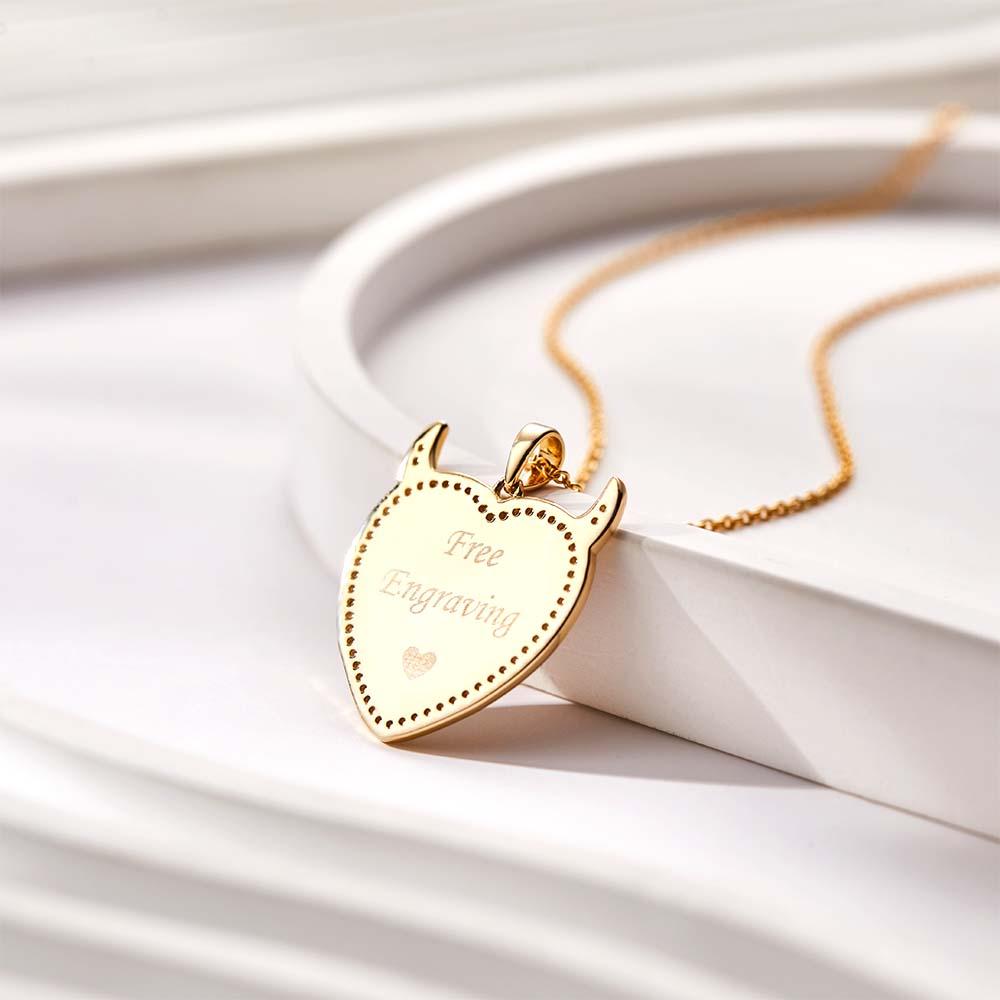 Cute Little Demon - Personalized Cute Demon Engraved Necklace