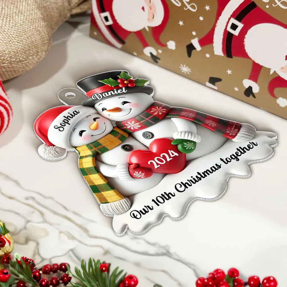 Custom Acrylic Snowman Hug Ornament for Christmas Gifts