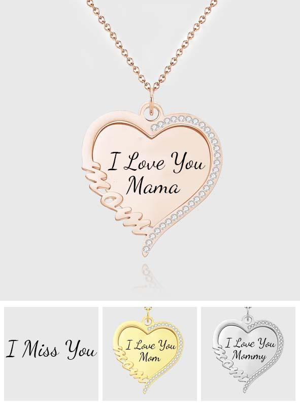 Heart Rhinestones Name - Personalized Mother Heart Rhinestones Name Necklace