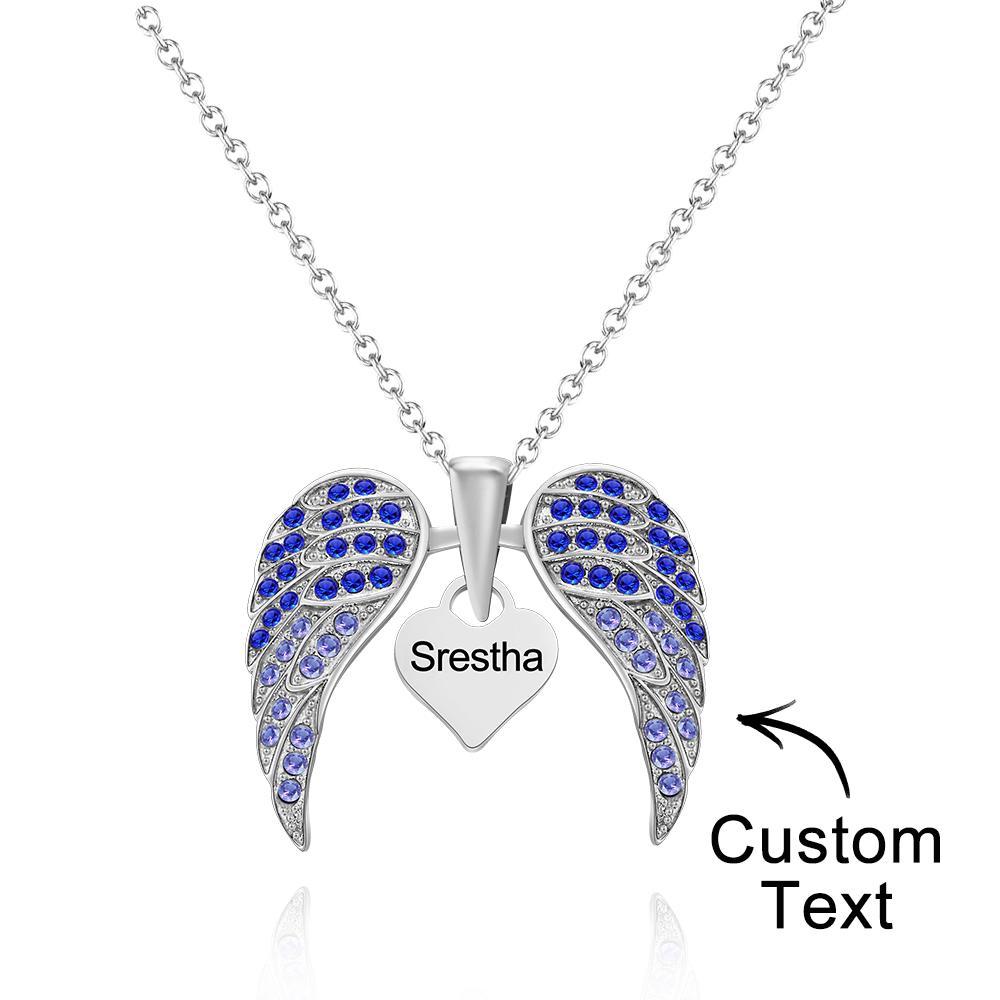 Angle Wing - Personalized Wing Heart-Shaped Engraved Necklace
