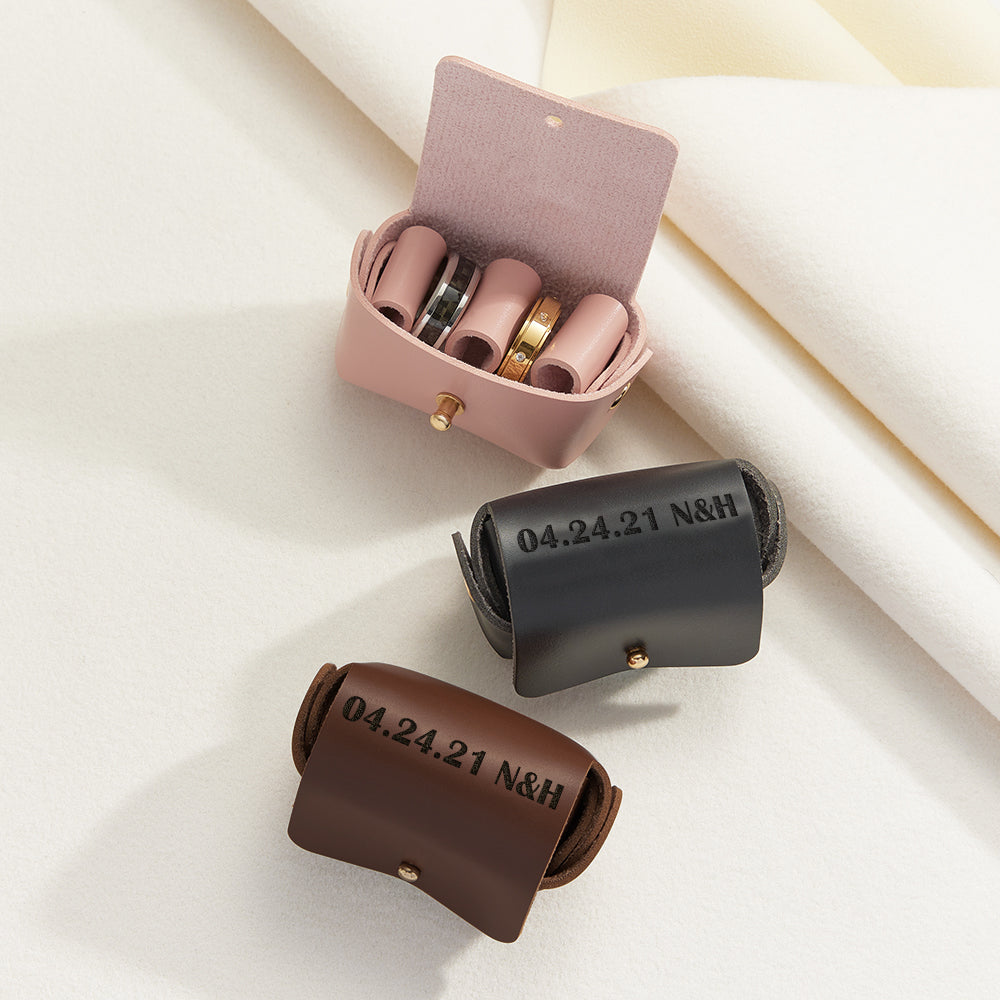 Funny Face Tie - Personalized Any Name Leather Wedding Ring Box