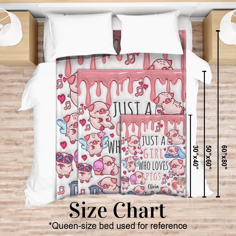 Just A Girl Who Loves Pigs - Personalized Pig Lover Blanket