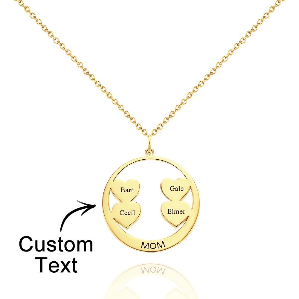 Custom Engraved Circle Hearts Necklace Charm - Personalized Necklace