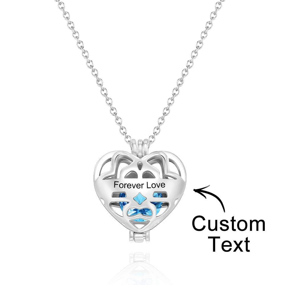Any Message - Personalized Heart Pendant Necklace With Birthstone