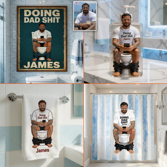 Best Time Of Day - Personalized Father Bathroom Curtain & Mats Set