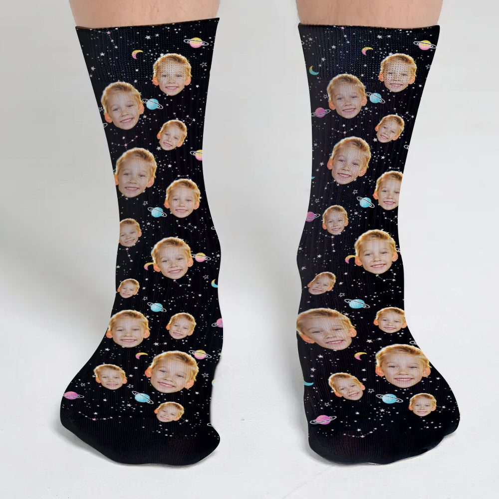 Custom Face Galaxy - Personalized grandson Socks