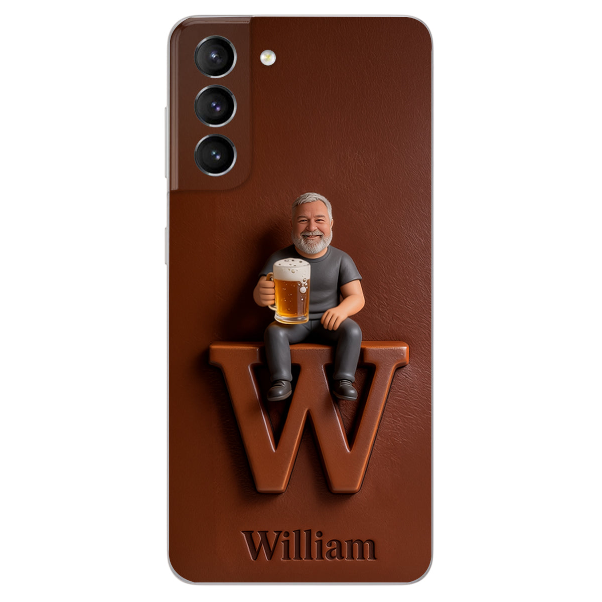 Custom Any Photo - Personalized Beer 3D Embossed Leather Phone Case