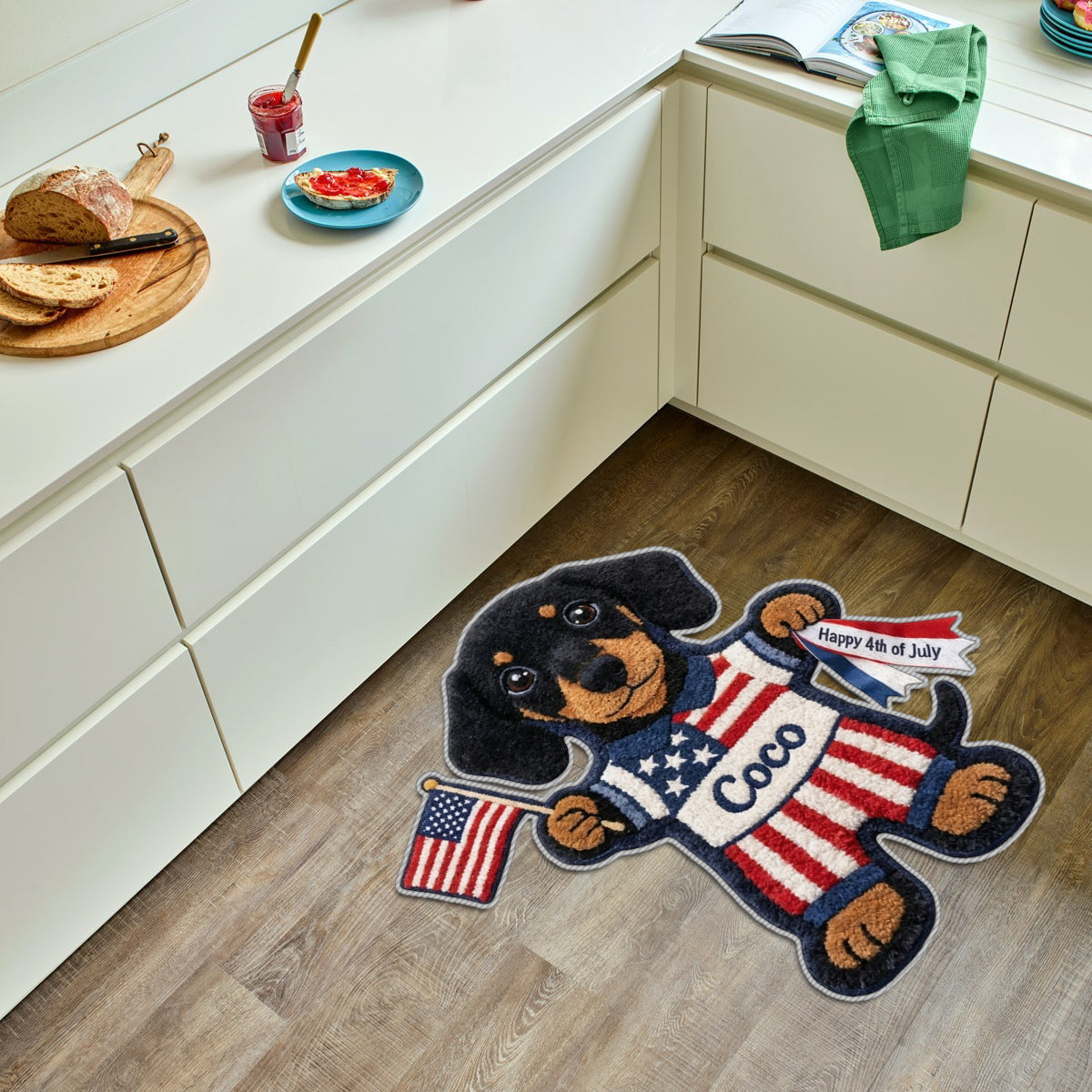 Happy 4th Of July - Personalized Dog Non-Slip Tufted Rug