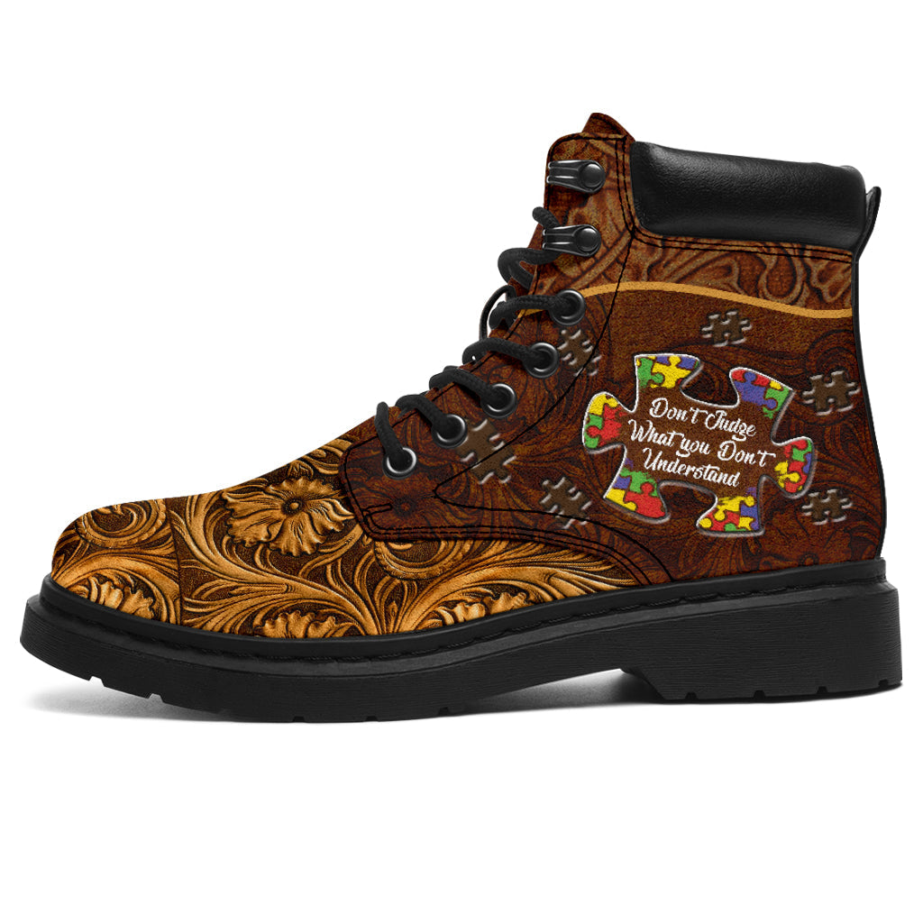 Don't Judge What You Don't Understand Autism Awareness All Season Boots 0622