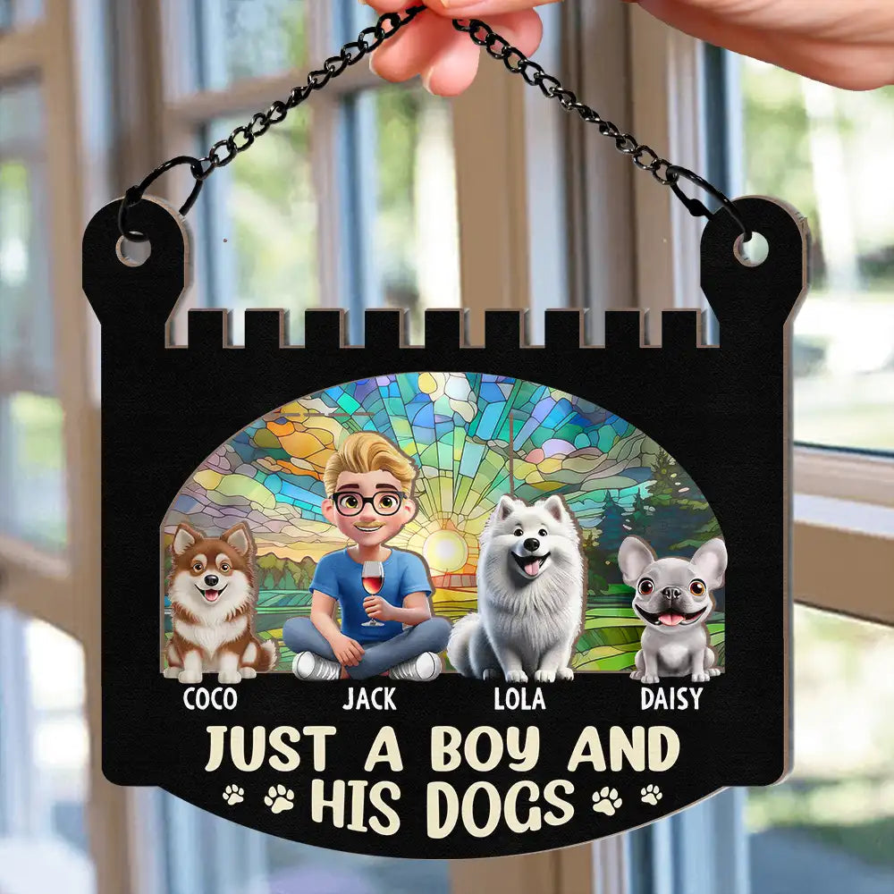 Personalized Girl & Dog Acrylic Ornament - Custom Wood Layered Gift