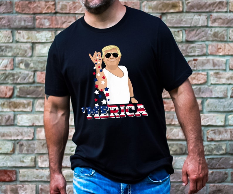 Custom Trump 'Merica T-shirt, Trump Bae Funny 4th of July Shirt, Trump Salt 4th Of July Shirt, Salt Bae Style Funny 4th of July Trump Tee T-shirt & Hoodie