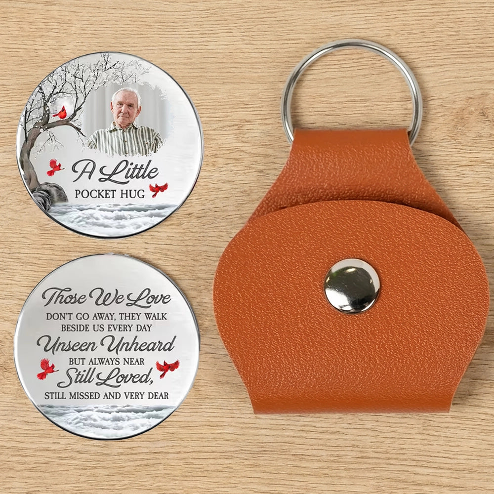 Pocket Hug Memorial Keepsake With Cardinal Winter Scene, Personalized Comfort Gift To Keep Them Close