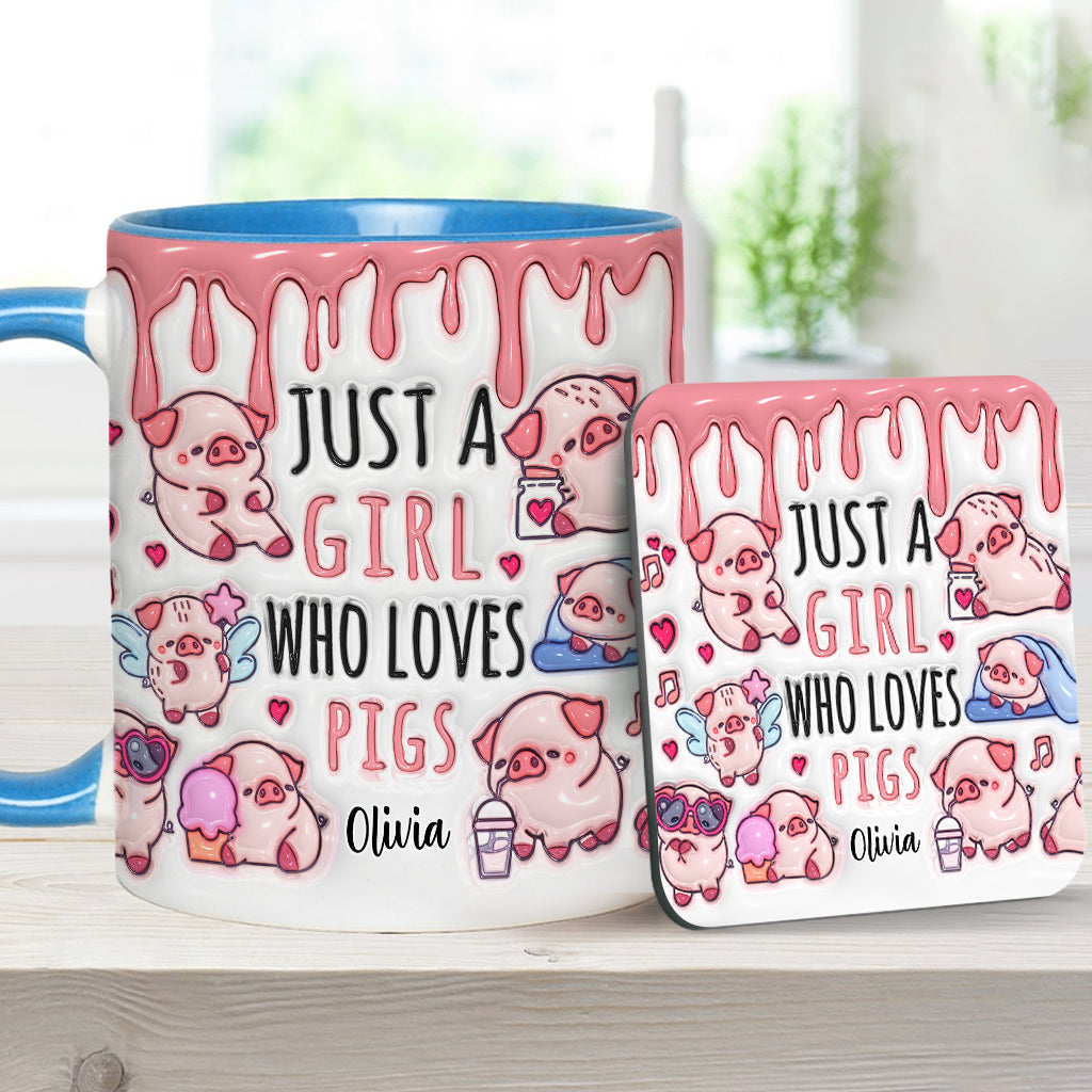 Just A Girl Who Loves Pigs - Personalized Pig Lover Accent Mug