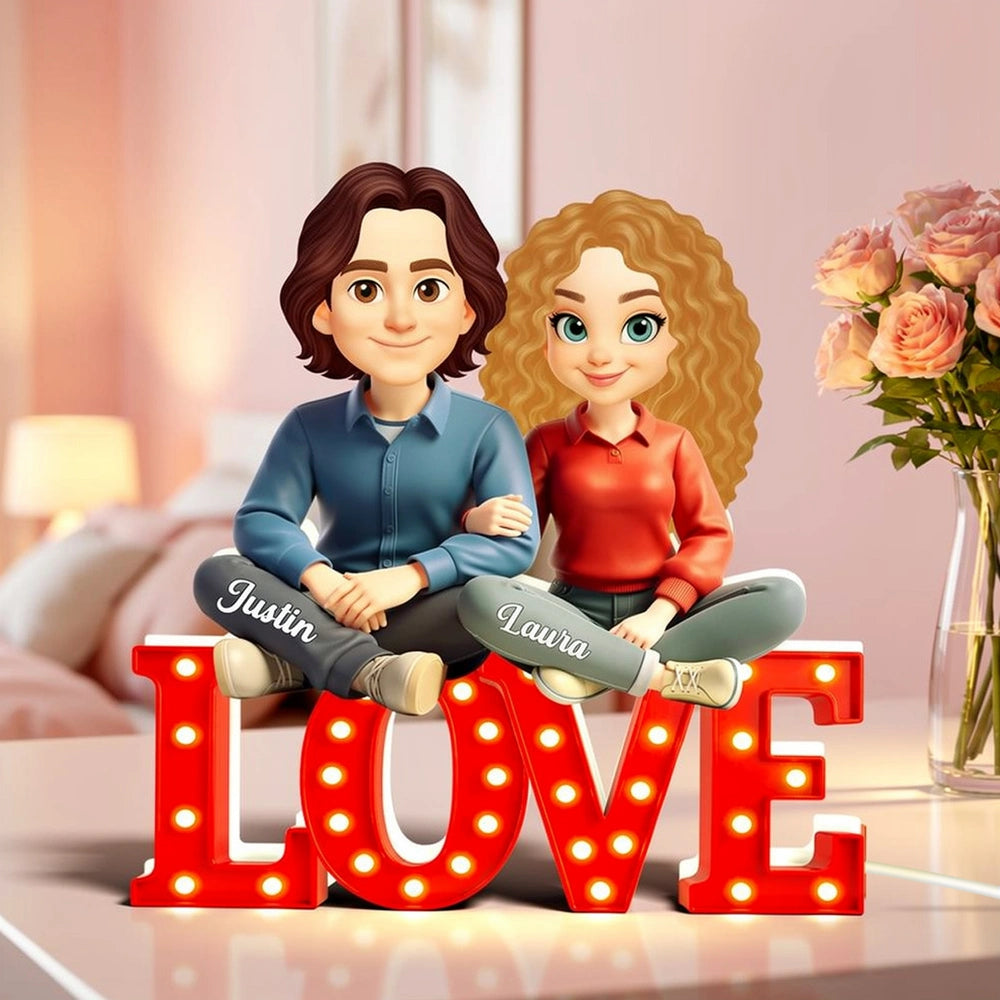 Personalized Couple Acrylic Light Box with Warm Glow LOVE Sign Decor, Unique Keepsake Gift for Him or Her