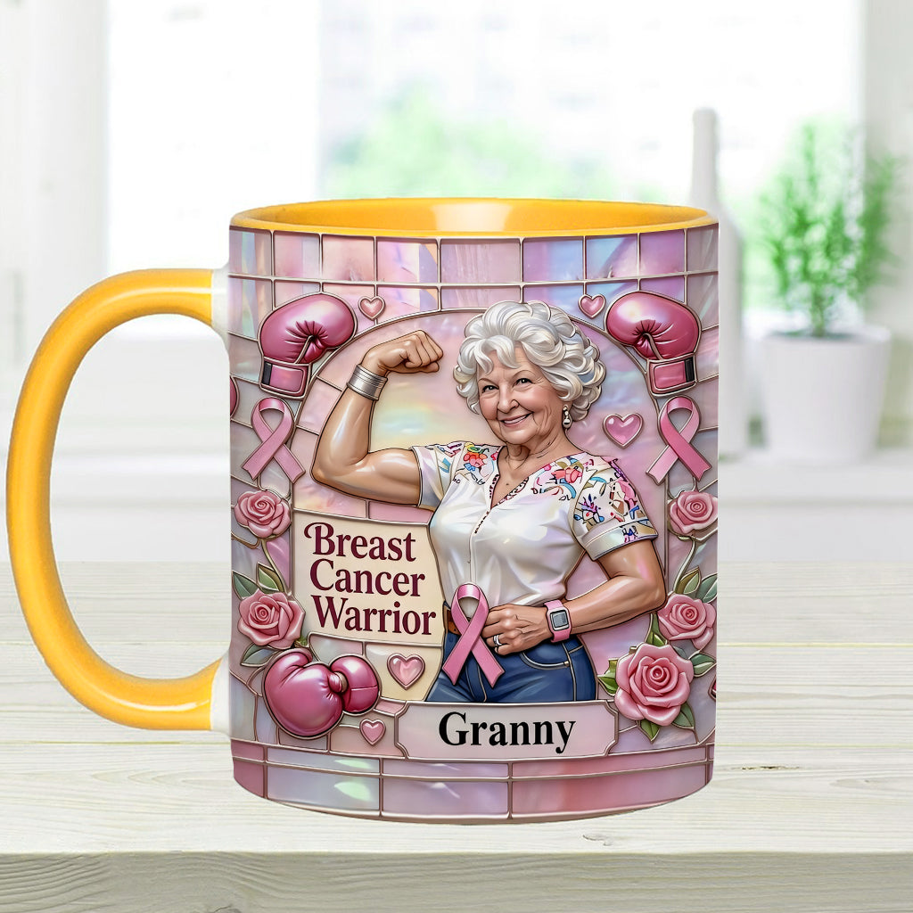 I'm A Warrior - Personalized Breast Cancer Awareness Accent Mug & Coaster