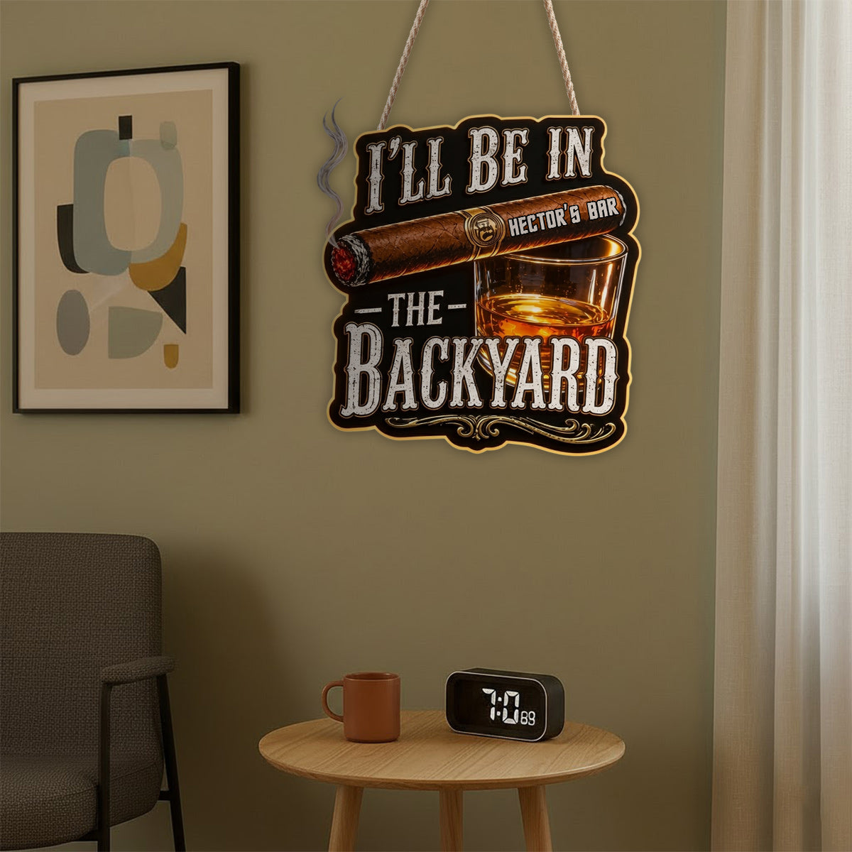 I'll Be In The Backyard - Personalized Whisky LED Light Acrylic Sign