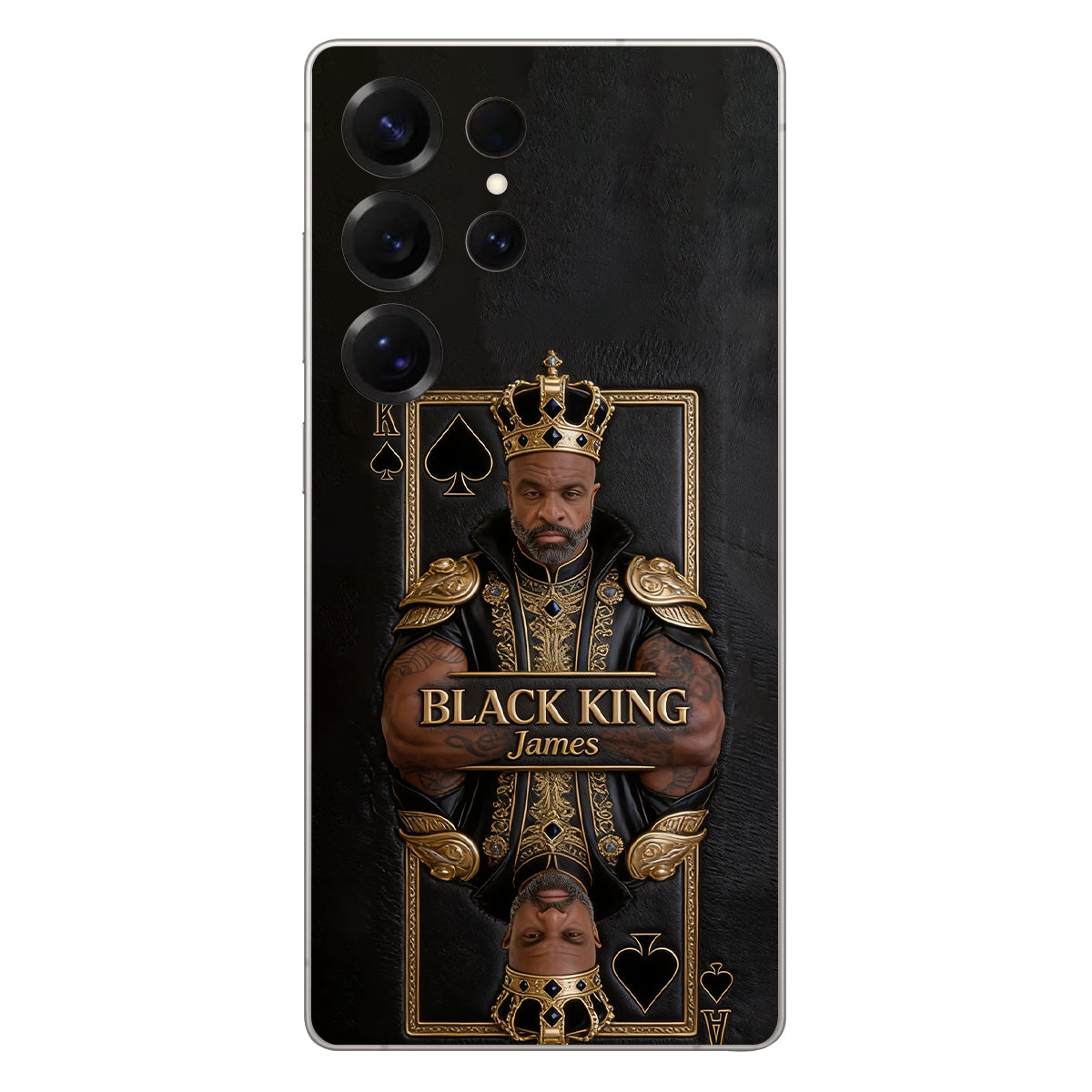 Black King - Personalized African American 3D Embossed Leather Phone Case