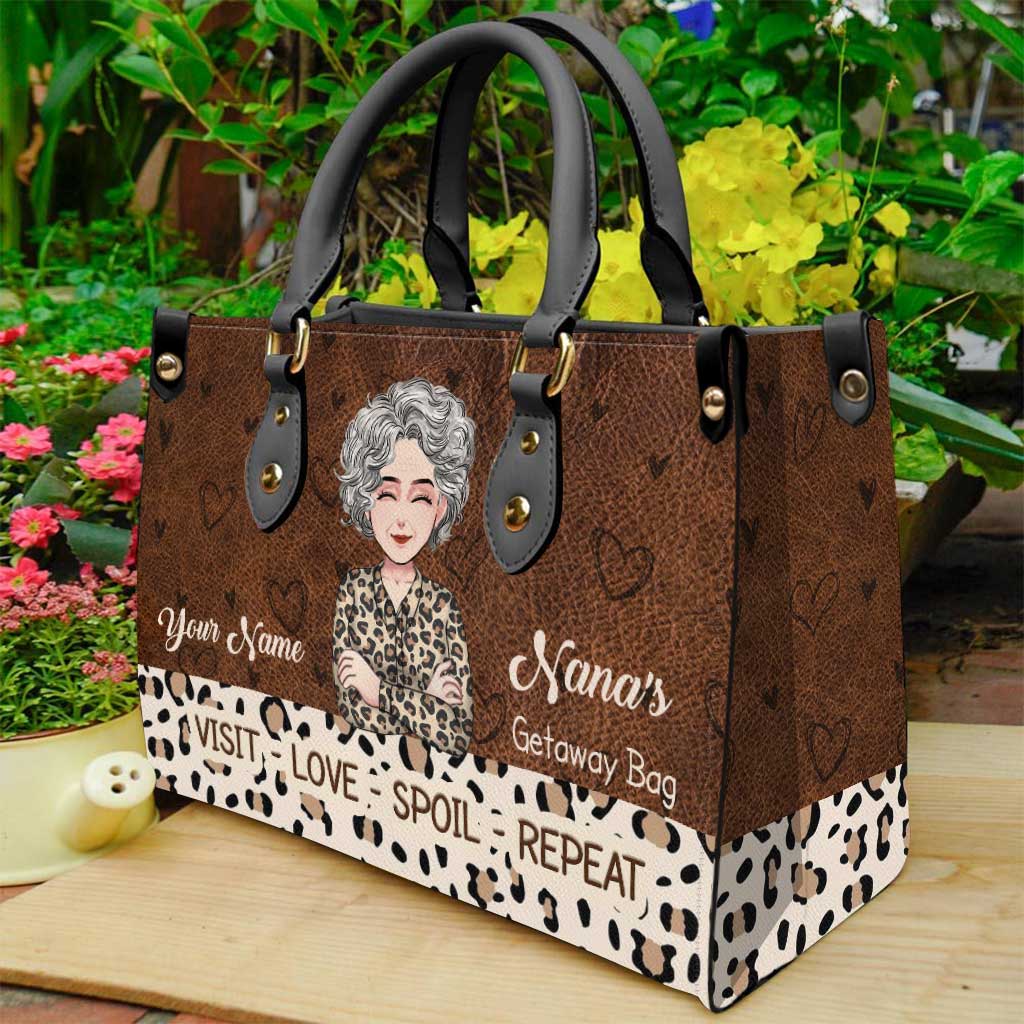 Nana's Get Away Bag - Personalized Mother's Day Grandma Leather Handbag