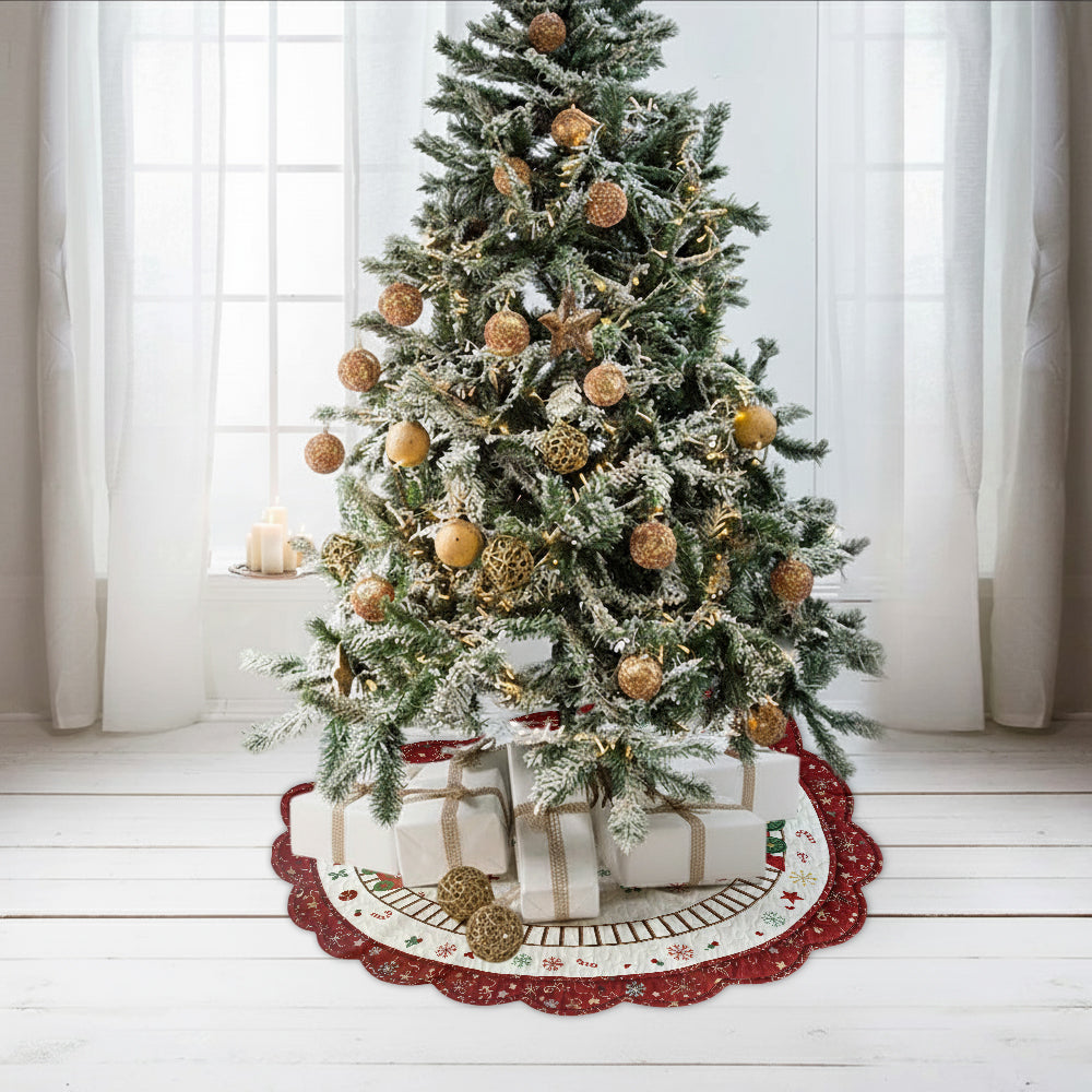Family Christmas Train - Personalized Family Shaped Tree Skirt