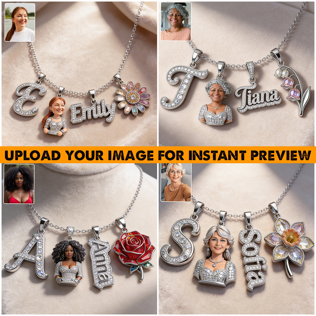 Alphabet Letter, Photo Transform And Flower - Personalized Self Love Metal Necklaces With Pendants