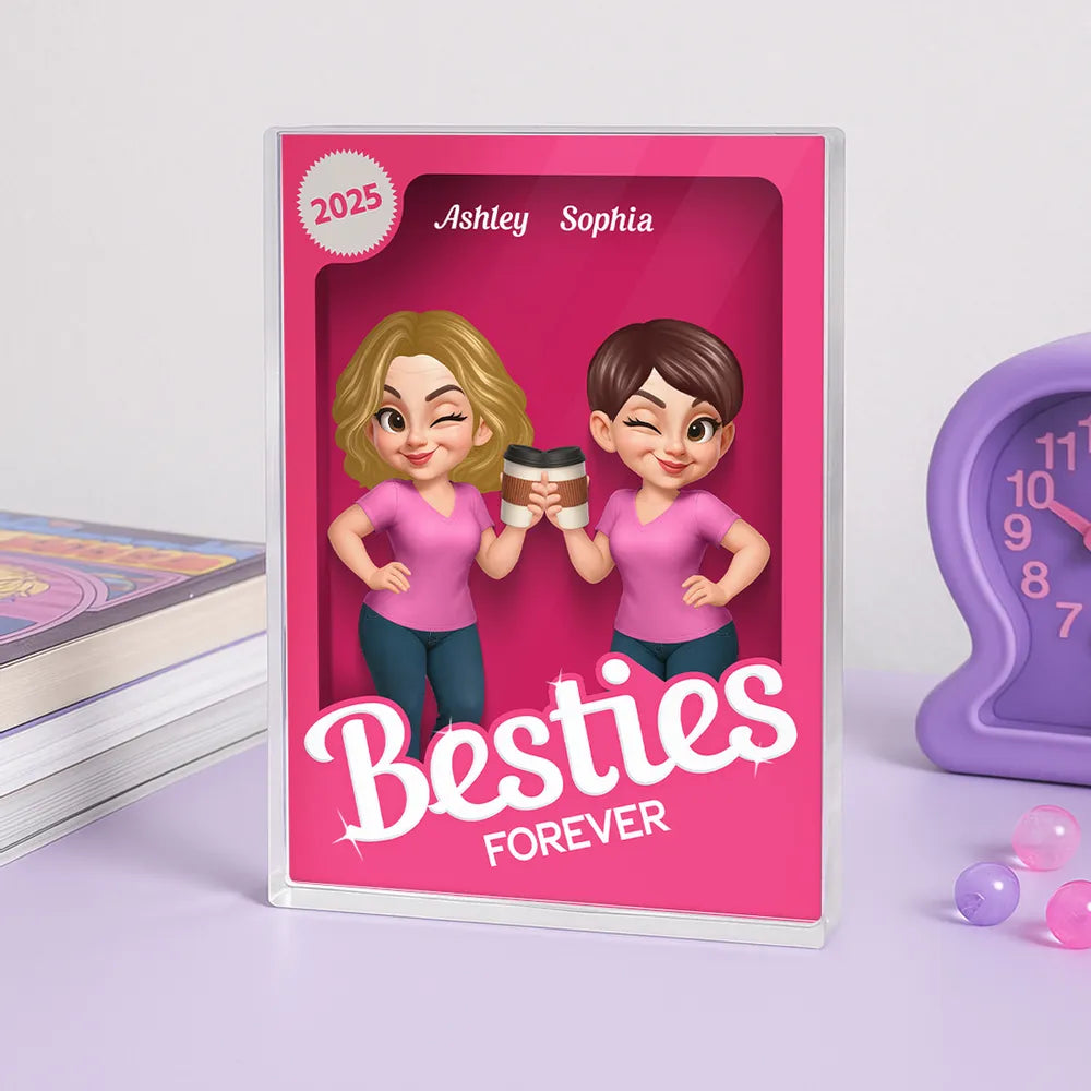 “Besties Forever” Personalized Acrylic Block Plaque – Cute Gift for Besties