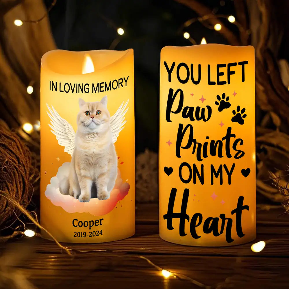 Eternal Light - Personalized Pet or Loved One Memorial Flameless LED Candle with "Your Light Will Always Shine in My Heart" Design