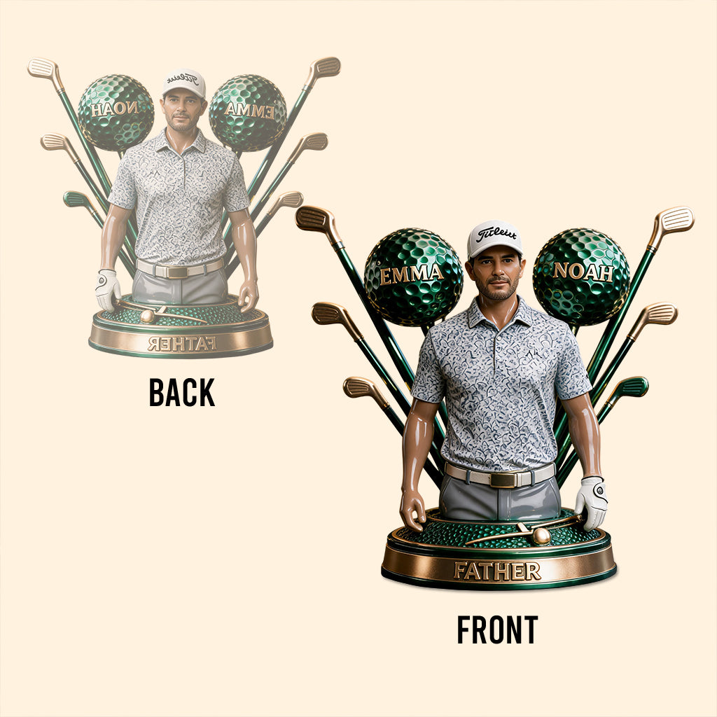 Custom Any Photo Best Dad/Grandpa By Par - Personalized Golf Custom Shaped Acrylic Plaque