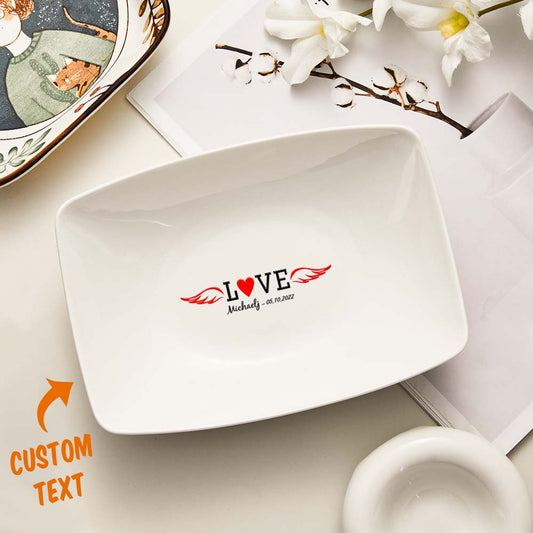 Name Engraved Tableware Plate Love Heart - gift for anyone, who lost a loved one - Personalized Plate