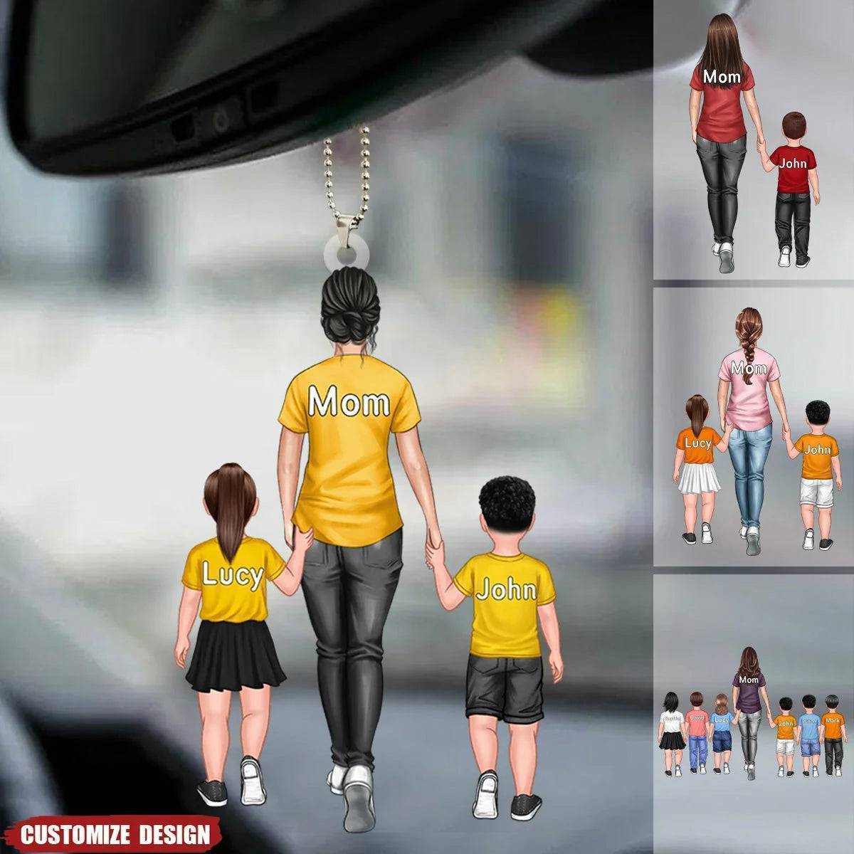 Personalized Dad/Grandpa/Mom/Nana With Kids Acrylic Keychain