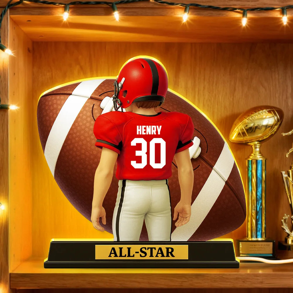 Personalized Acrylic Light Box for Football Player – Custom All-Star Design, Stadium Glow, Unique Gift for Sports Fans