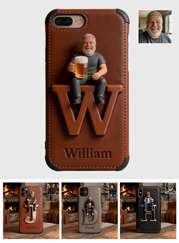 Custom Any Photo - Personalized Beer 3D Embossed Leather Phone Case