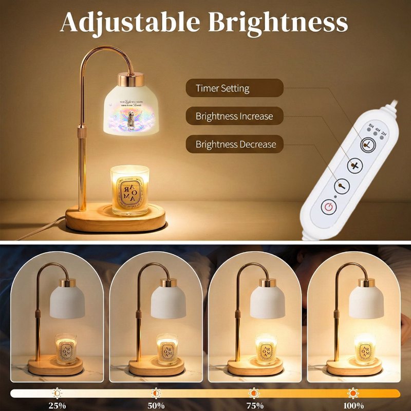 Personalized Pet Memorial Candle Warmer Lamp With Angel Dog Rainbow Clouds, A Unique Sympathy Gift For Dog Lovers