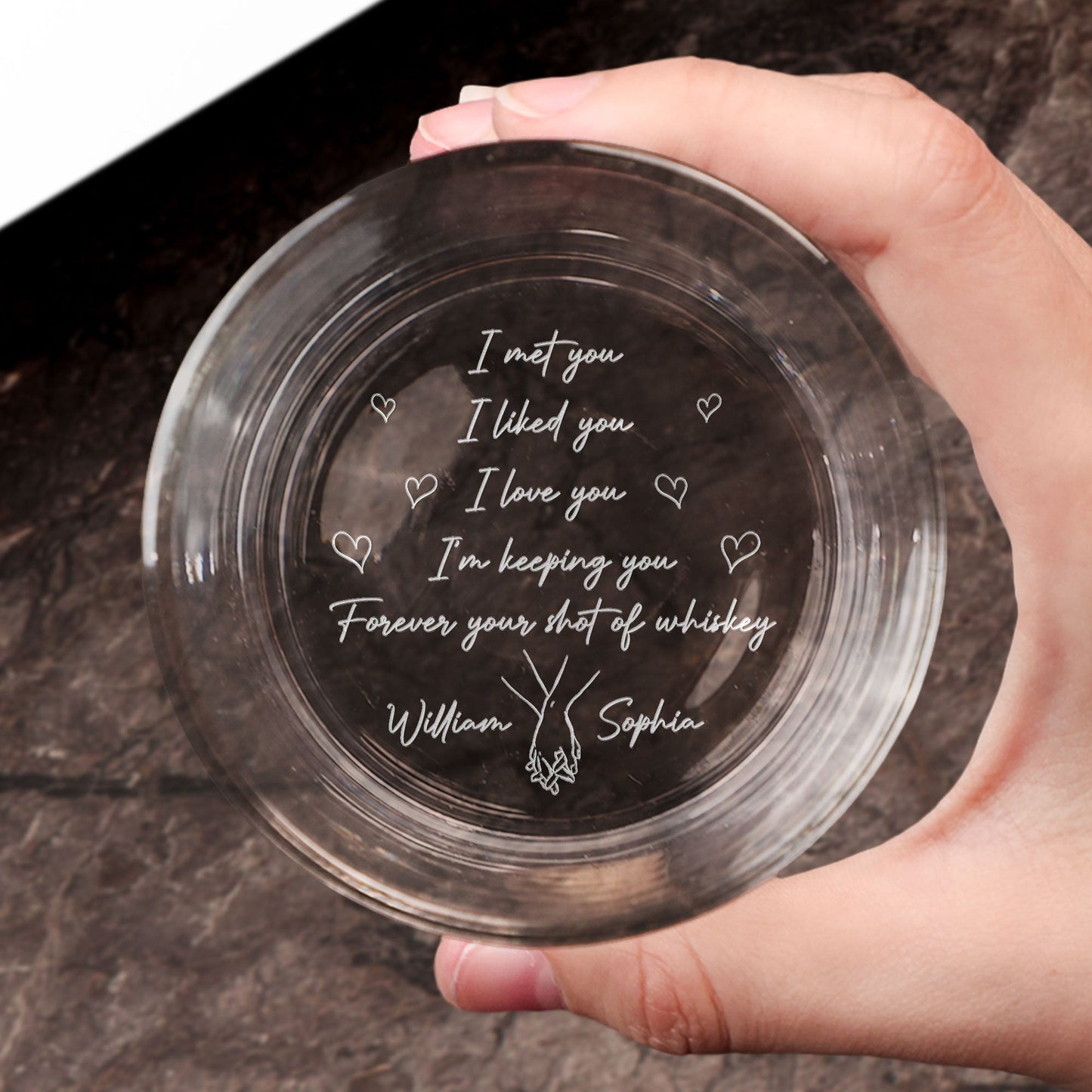 Personalized Engraved Whiskey Glass With Romantic Quote For Couples A Unique Gift With Sweet Hearts