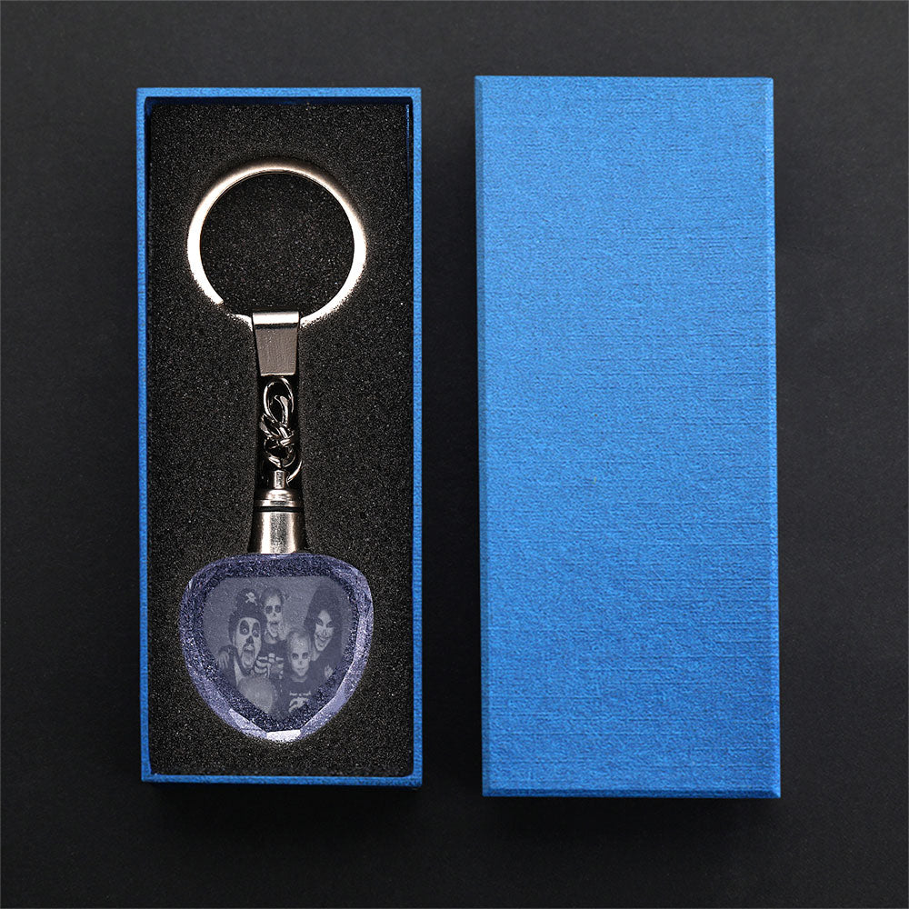 Custom Photo Heart Crystal Led Light Keychain -  gift for anyone, dog lover, cat lover, who lost a loved one - Personalized Keychain