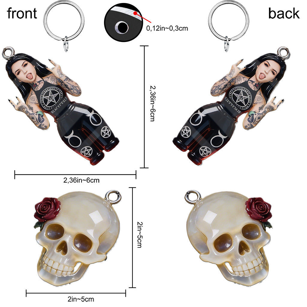 Custom Any Photo - Personalized Skull Premium Keychain With Charms
