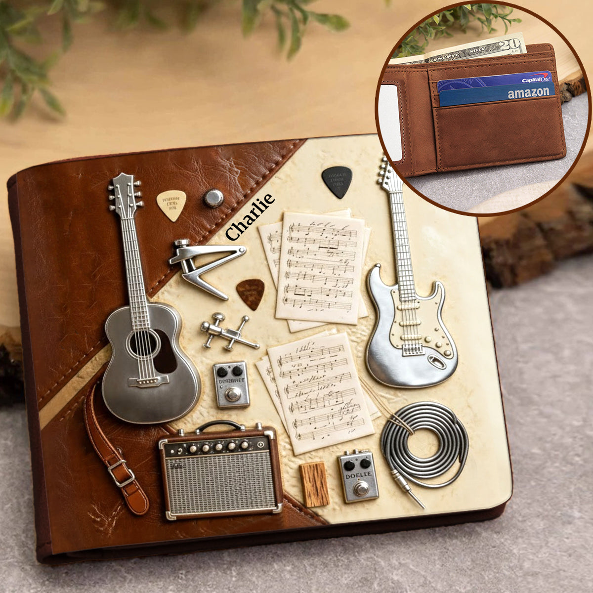 Guitarist - Personalized Guitar Leather Wallet