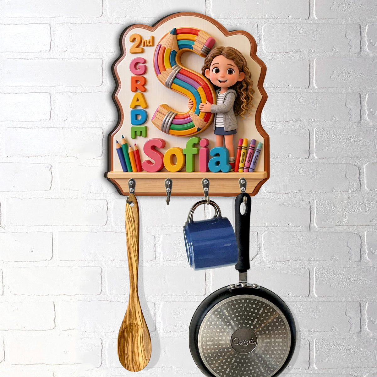 Back To School - Personalized Kid Custom Shaped Hanging Rack