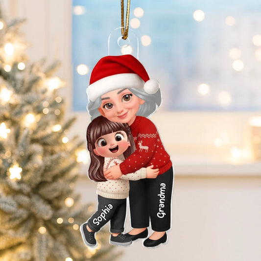 Christmas Grandma & Grandchild Acrylic Ornament – Heartwarming Family Decoration, Perfect Gift for Grandparents