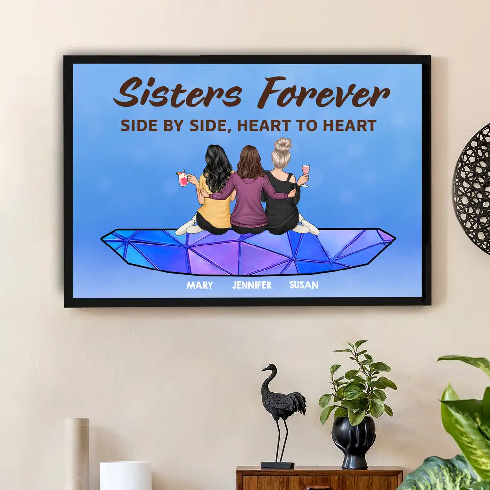 Sisters Forever Side By Side Heart To Heart Ornament – Thoughtful Personalized Gift for Sister or Friend