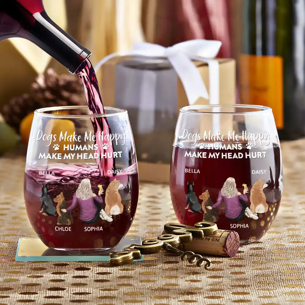 A Girl or A Guy & Their Dog – A Bond That Can’t Be Broken Personalized Wine Glass – Custom Pet Lover Gift for Men and Women