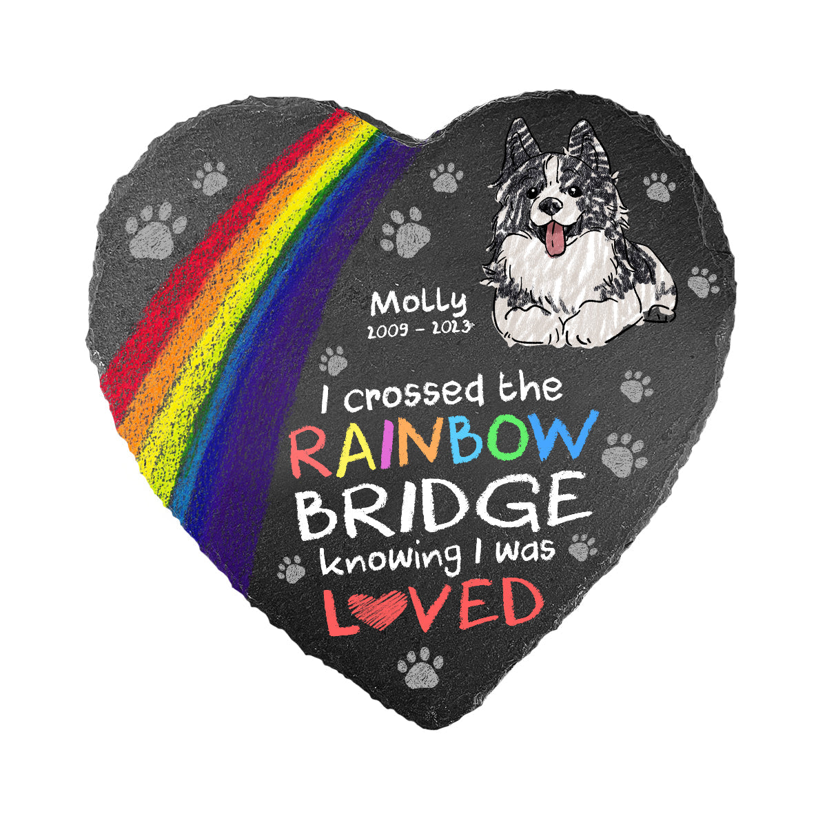 I Crossed The Rainbow - Dog gift for who lose dog, who lose cat - Personalized Heart Shaped Stone